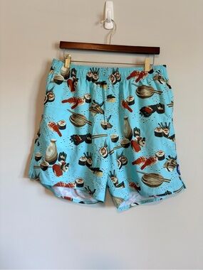 AFTCO Light Blue Sushi Print Swim Shorts